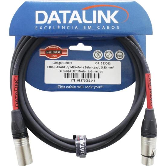 Cabo Para Microfone Garage Xlr(m) xlr(f) 3m Datalink (78419)
