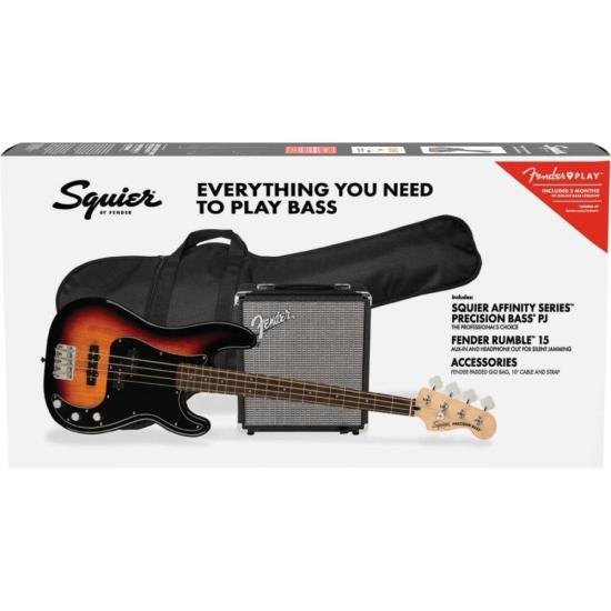 Kit Baixo Squier Affinity Series Precision Bass PJ Pack Sunburst por 4.299,99 à vista no boleto/pix ou parcele em até 12x sem juros. Compre na loja Mundomax!