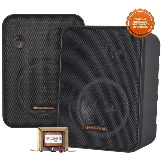 Caixa de Som Ambiente c/ Trafo HAYONIK Ambience Line MSB60NC 70V 10W PT por 0,00 à vista no boleto/pix ou parcele em até 1x sem juros. Compre na loja Mundomax!