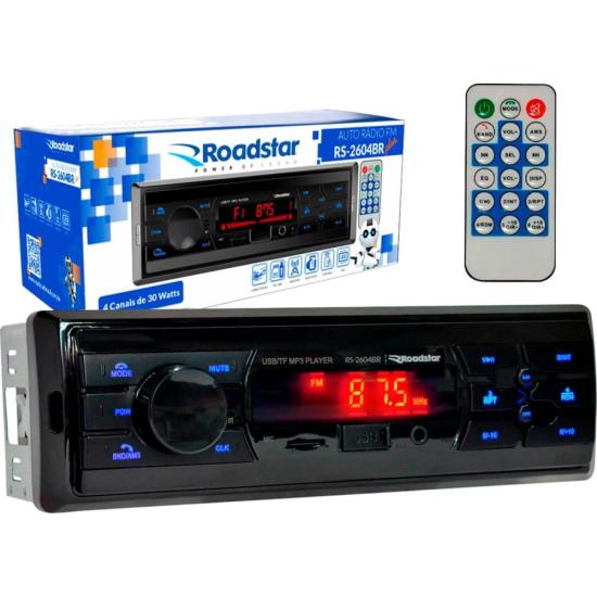 Rádio Roadstar RS-2604BR USB/Bluetooth por 79,99 à vista no boleto/pix ou parcele em até 3x sem juros. Compre na loja Mundomax!
