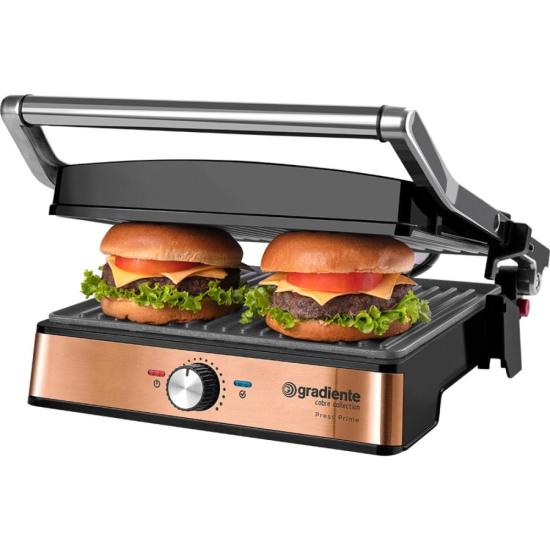 Grill Elétrico Gradiente Press Prime PGGR152 220v por 507,99 à vista no boleto/pix ou parcele em até 10x sem juros. Compre na loja Mundomax!