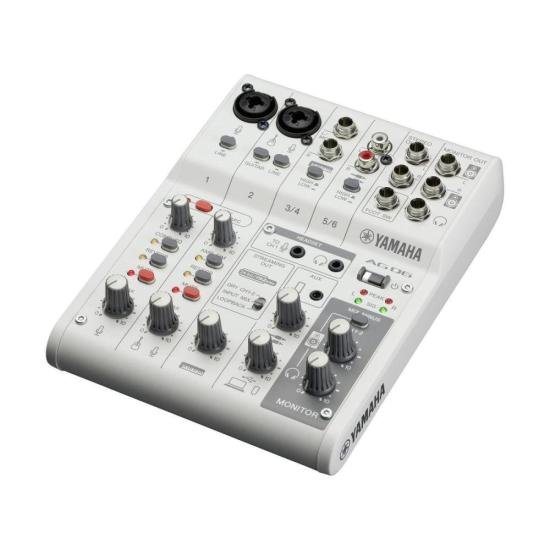 Mesa de Som Yamaha AG06MK2 Branco por 1.499,99 à vista no boleto/pix ou parcele em até 12x sem juros. Compre na loja Mundomax!