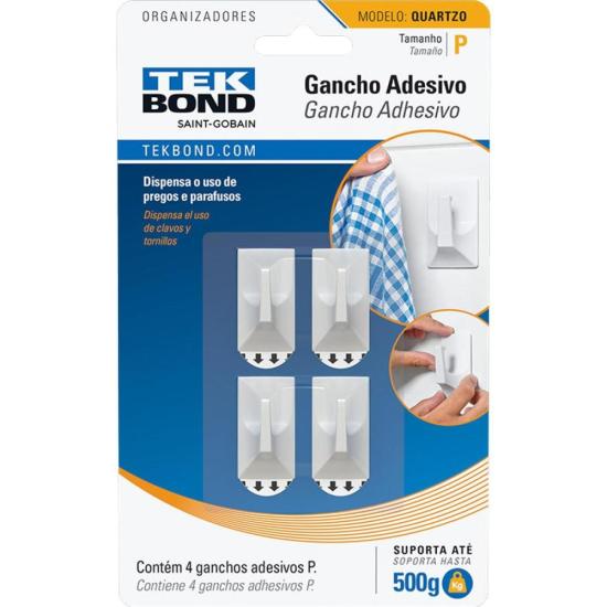 Gancho Plástico Quartzo P Tekbond por 12,99 à vista no boleto/pix ou parcele em até 1x sem juros. Compre na loja Mundomax!
