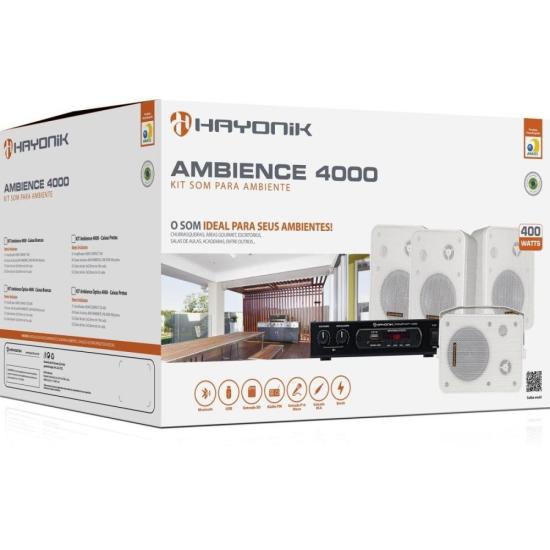 Kit de Som Para Ambiente Hayonik Ambience 4000 V2 Branco por 1.229,00 à vista no boleto/pix ou parcele em até 12x sem juros. Compre na loja Mundomax!