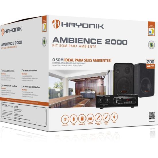 Kit de Som para Ambiente Hayonik Ambience 2000 V2 Preto por 683,00 à vista no boleto/pix ou parcele em até 10x sem juros. Compre na loja Mundomax!