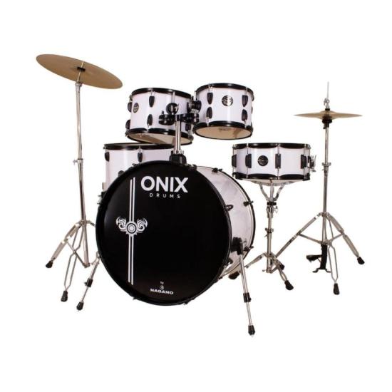 Bateria Acústica Nagano Onix Drums Smart 22\" Rock White por 3.609,99 à vista no boleto/pix ou parcele em até 12x sem juros. Compre na loja Mundomax!