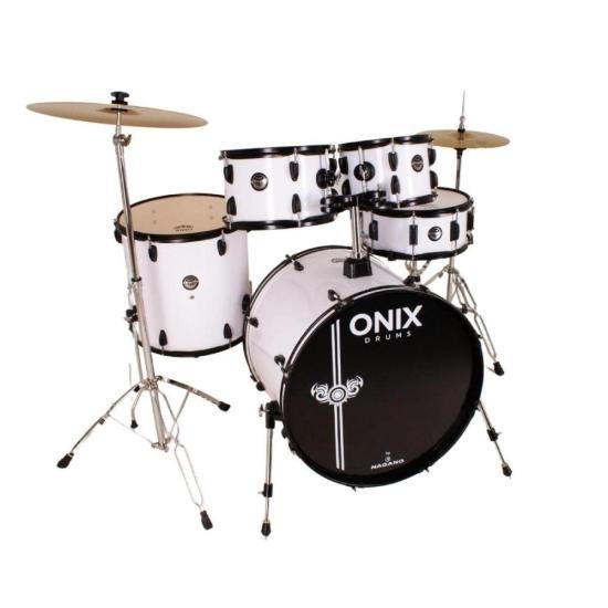 Bateria Acústica Nagano Onix Drums Smart 22\" Rock White por 3.609,99 à vista no boleto/pix ou parcele em até 12x sem juros. Compre na loja Mundomax!