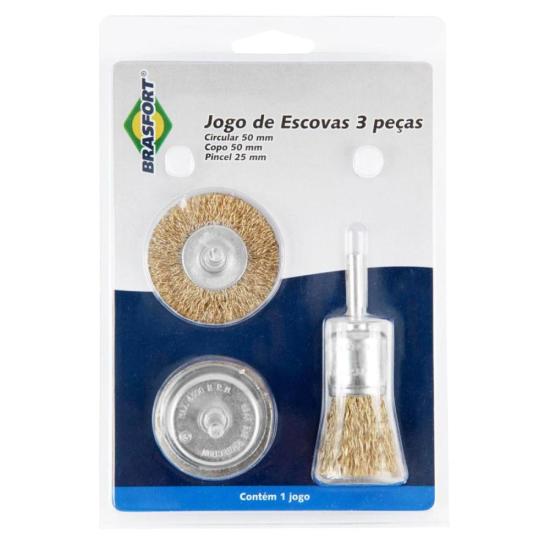 Kit de Escova De Aço Com 3 Peças Brasfort por 32,99 à vista no boleto/pix ou parcele em até 1x sem juros. Compre na loja Mundomax!