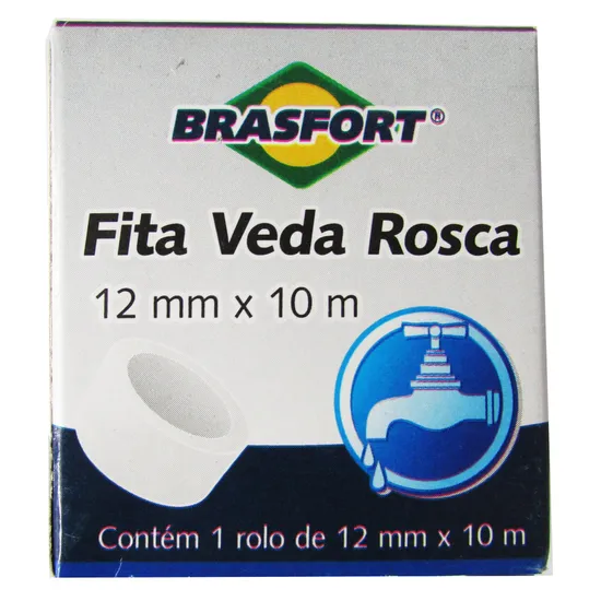 Fita Veda Rosca 12mmx10m Brasfort por 1,99 à vista no boleto/pix ou parcele em até 1x sem juros. Compre na loja Mundomax!