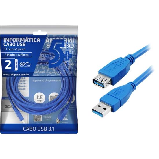 Cabo USB 3.1 A Macho x A Fêmea 2m 5+ por 39,99 à vista no boleto/pix ou parcele em até 1x sem juros. Compre na loja Mundomax!