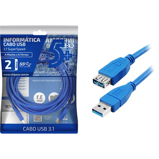 Cabo USB 3.1 A Macho x A Fêmea 2m 5+ (79189)