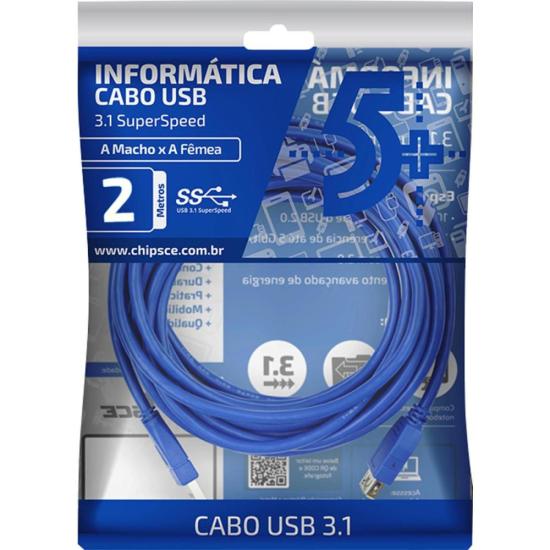Cabo USB 3.1 A Macho x A Fêmea 2m 5+ por 39,99 à vista no boleto/pix ou parcele em até 1x sem juros. Compre na loja Mundomax!