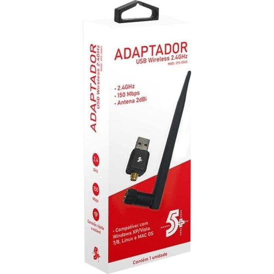 Adaptador USB Sem Fio 2.4ghz Antena 2dBi 5+ por 55,00 à vista no boleto/pix ou parcele em até 2x sem juros. Compre na loja Mundomax!