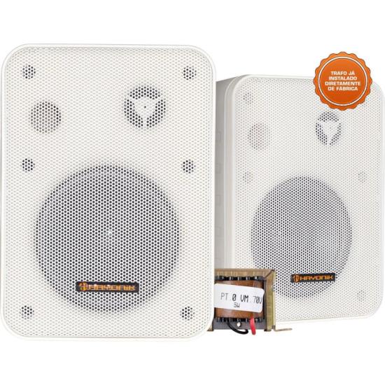 Caixa de Som Ambiente c/ Trafo HAYONIK Ambience Line MSB60NC 70V 5W BR por 0,00 à vista no boleto/pix ou parcele em até 1x sem juros. Compre na loja Mundomax!