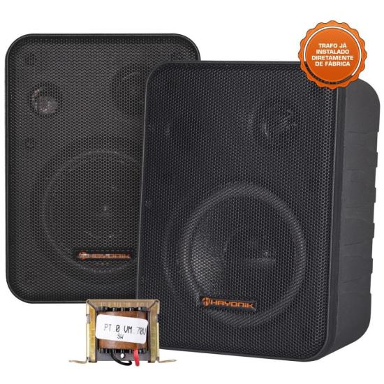 Caixa de Som Ambiente c/ Trafo HAYONIK Ambience Line MSB60NC 70V 5W PT por 0,00 à vista no boleto/pix ou parcele em até 1x sem juros. Compre na loja Mundomax!