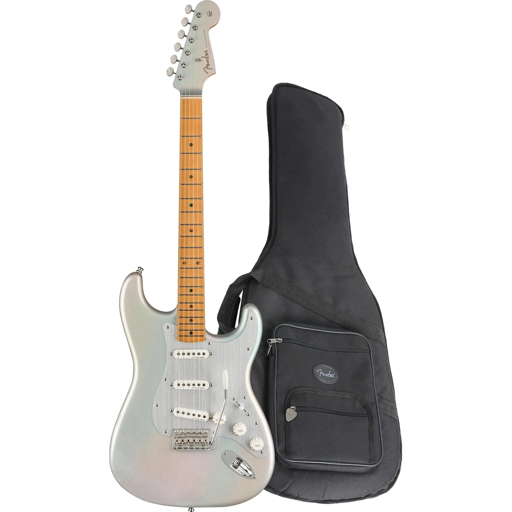 Guitarra Fender Stratocaster H.E.R Chrome Glow com Bag por 10.430,00 à vista no boleto/pix ou parcele em até 12x sem juros. Compre na loja Mundomax!