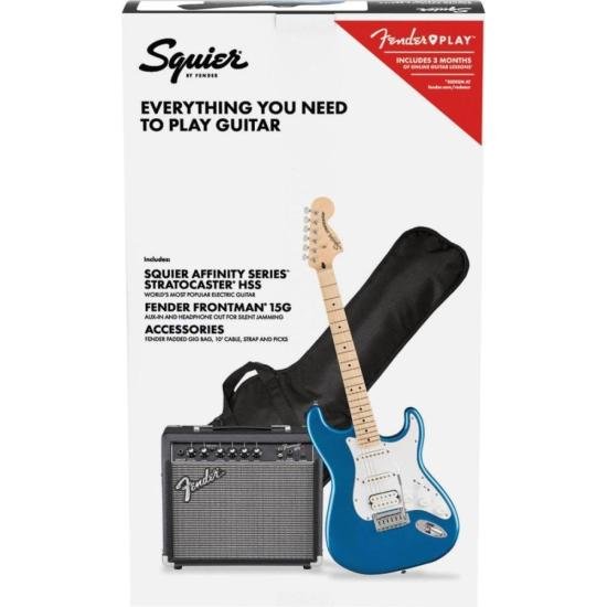 Kit Guitarra Squier Stratocaster Affinity HSS Pack Lake Placid Blue por 3.999,99 à vista no boleto/pix ou parcele em até 12x sem juros. Compre na loja Mundomax!