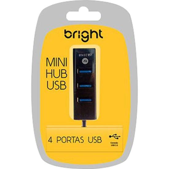 Mini Hub USB Bright 4 Portas Preto por 25,00 à vista no boleto/pix ou parcele em até 1x sem juros. Compre na loja Mundomax!