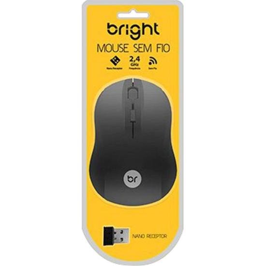 Mouse Sem Fio Bright Preto por 39,00 à vista no boleto/pix ou parcele em até 1x sem juros. Compre na loja Mundomax!