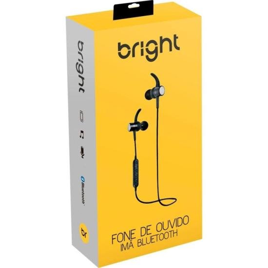 Fone De Ouvido Bright Imã Bluetooth Preto por 82,99 à vista no boleto/pix ou parcele em até 3x sem juros. Compre na loja Mundomax!