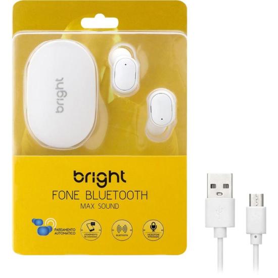 Fone De Ouvido Bright Max Sound Bluetooth Branco por 89,00 à vista no boleto/pix ou parcele em até 3x sem juros. Compre na loja Mundomax!