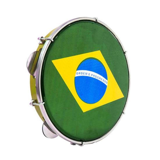 Pandeiro 10\" Bandeira do Brasil Amarelo Luen (79562)