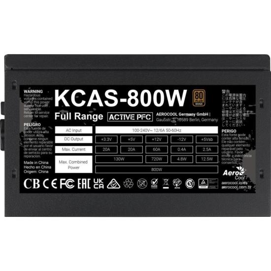 Fonte Gamer ATX Aerocool KCAS 800W 80 Plus Full Range APFC por 479,00 à vista no boleto/pix ou parcele em até 10x sem juros. Compre na loja Mundomax!