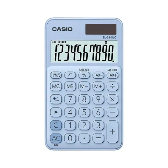 Calculadora De Bolso Casio SL-310UC 10 Dígitos Azul Claro por 49,99 à vista no boleto/pix ou parcele em até 1x sem juros. Compre na loja Mundomax!