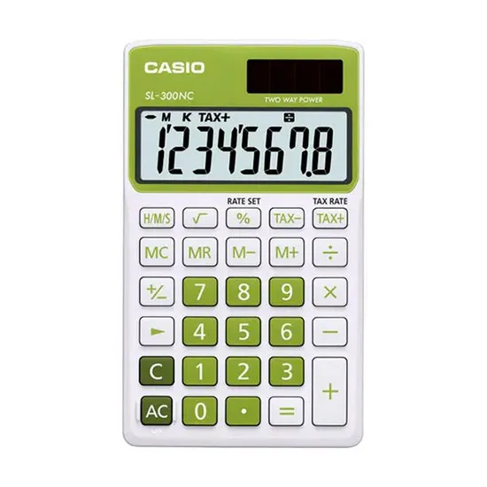 Calculadora De Bolso Casio SL-300NC 08 Dígitos Verde por 42,99 à vista no boleto/pix ou parcele em até 1x sem juros. Compre na loja Mundomax!