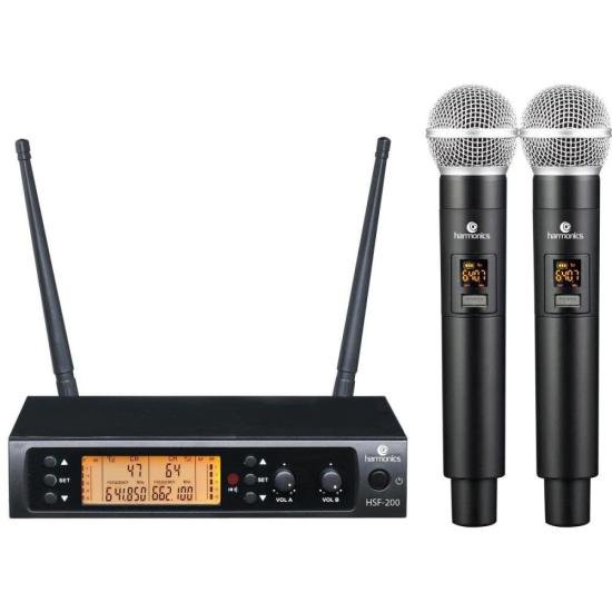 Microfone Sem Fio UHF Duplo Harmonics HSF200-2 (79693)
