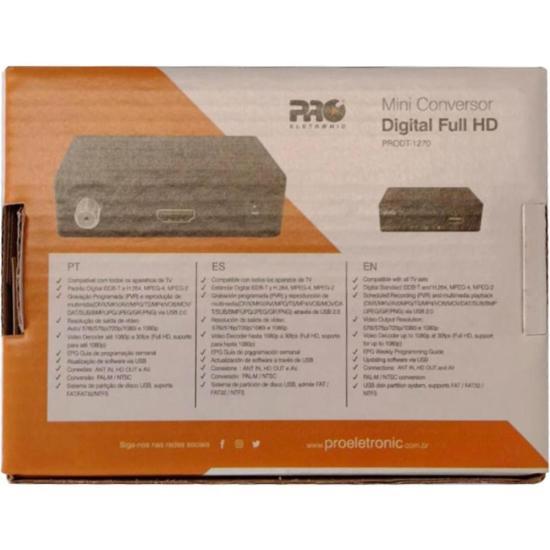 Conversor Digital Proeletronic PRODT1270 por 95,99 à vista no boleto/pix ou parcele em até 3x sem juros. Compre na loja Mundomax!
