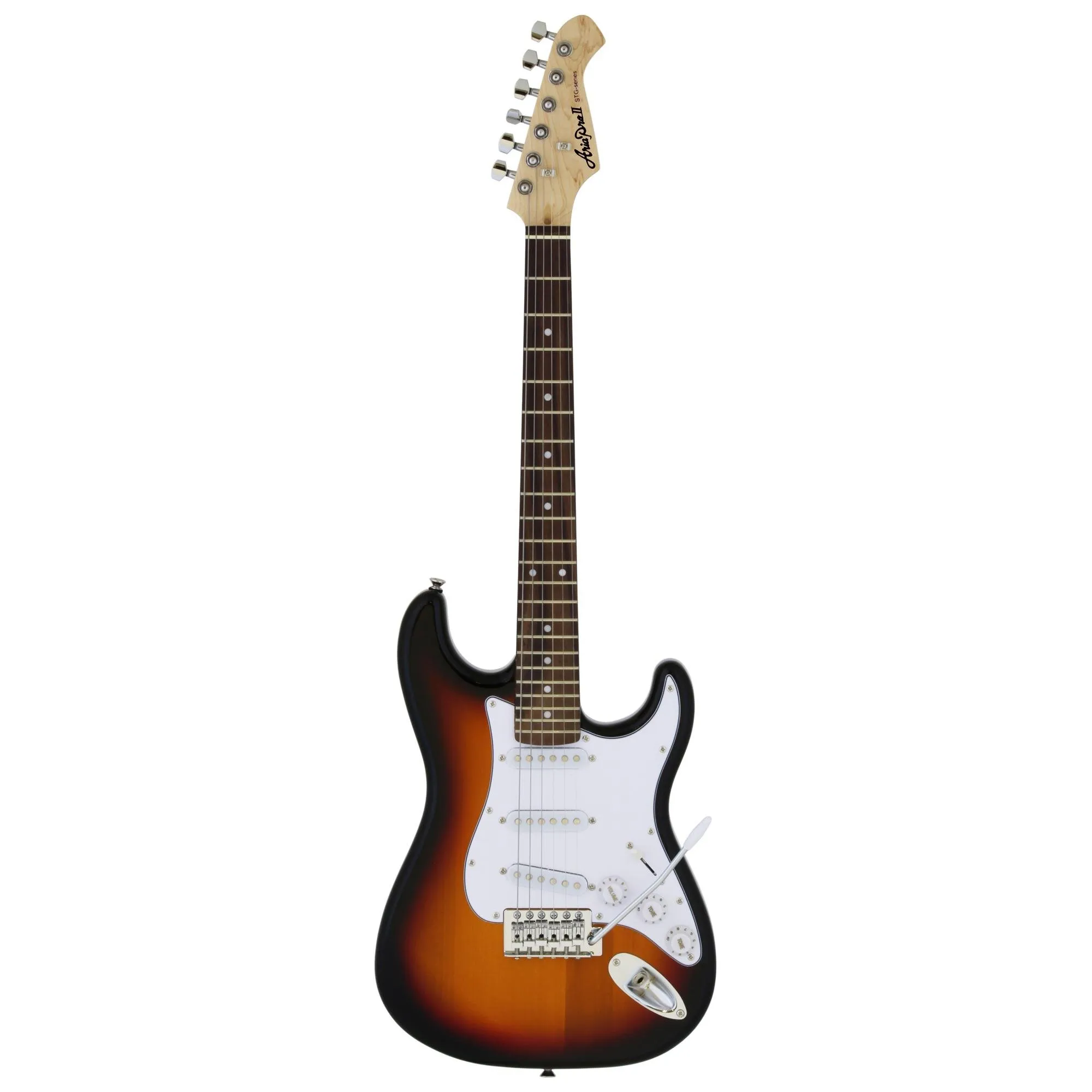 Guitarra Aria STG-Mini 3 Tone Sunburst por 1.021,99 à vista no boleto/pix ou parcele em até 12x sem juros. Compre na loja Mundomax!