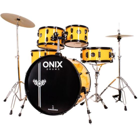 Bateria Acústica Nagano Onix Drums Smart 22\" Big Yellow por 3.609,99 à vista no boleto/pix ou parcele em até 12x sem juros. Compre na loja Mundomax!