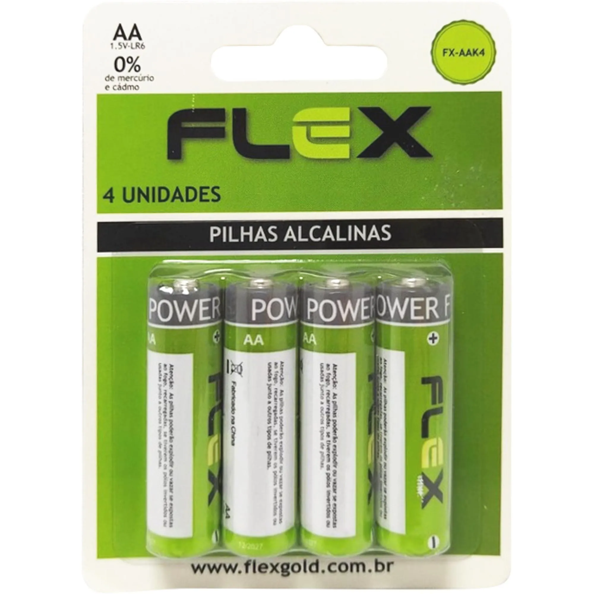 Pilha Alcalina 1,5V AA (C/4 Pilhas) Flex (80449)