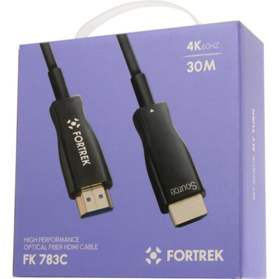 Cabo HDMI Fibra Óptica 4k FK 783C 30m Fortrek por 344,00 à vista no boleto/pix ou parcele em até 10x sem juros. Compre na loja Mundomax!