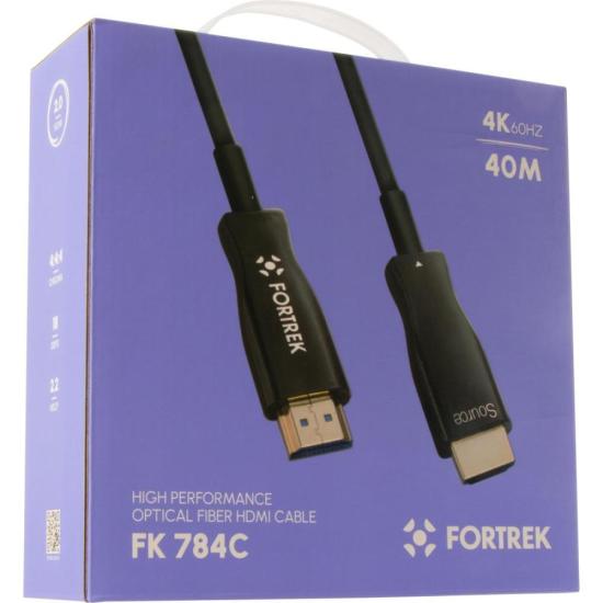 Cabo HDMI Fibra Óptica 4k FK 784C 40m Fortrek por 398,00 à vista no boleto/pix ou parcele em até 10x sem juros. Compre na loja Mundomax!