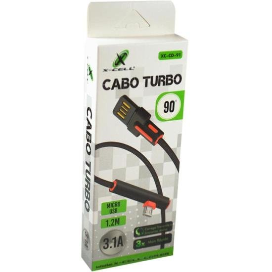 Cabo Turbo 90° Micro USB 1,2m Preto Flex por 10,00 à vista no boleto/pix ou parcele em até 1x sem juros. Compre na loja Mundomax!