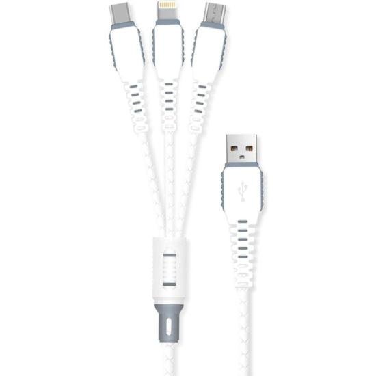 Cabo Turbo 3x1 1,2m Branco Flex por 0,00 à vista no boleto/pix ou parcele em até 1x sem juros. Compre na loja Mundomax!