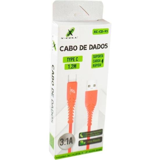 Cabo Tipo C 3.1A 1,2m Vermelho Flex por 0,00 à vista no boleto/pix ou parcele em até 1x sem juros. Compre na loja Mundomax!