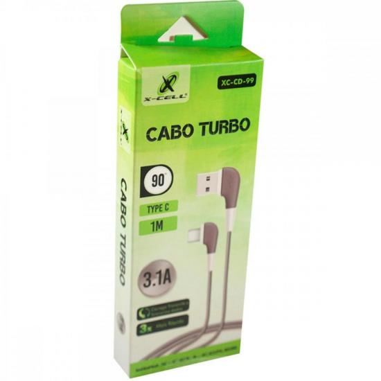 Cabo Turbo 90° Tipo C 1m Vermelho Flex por 12,00 à vista no boleto/pix ou parcele em até 1x sem juros. Compre na loja Mundomax!