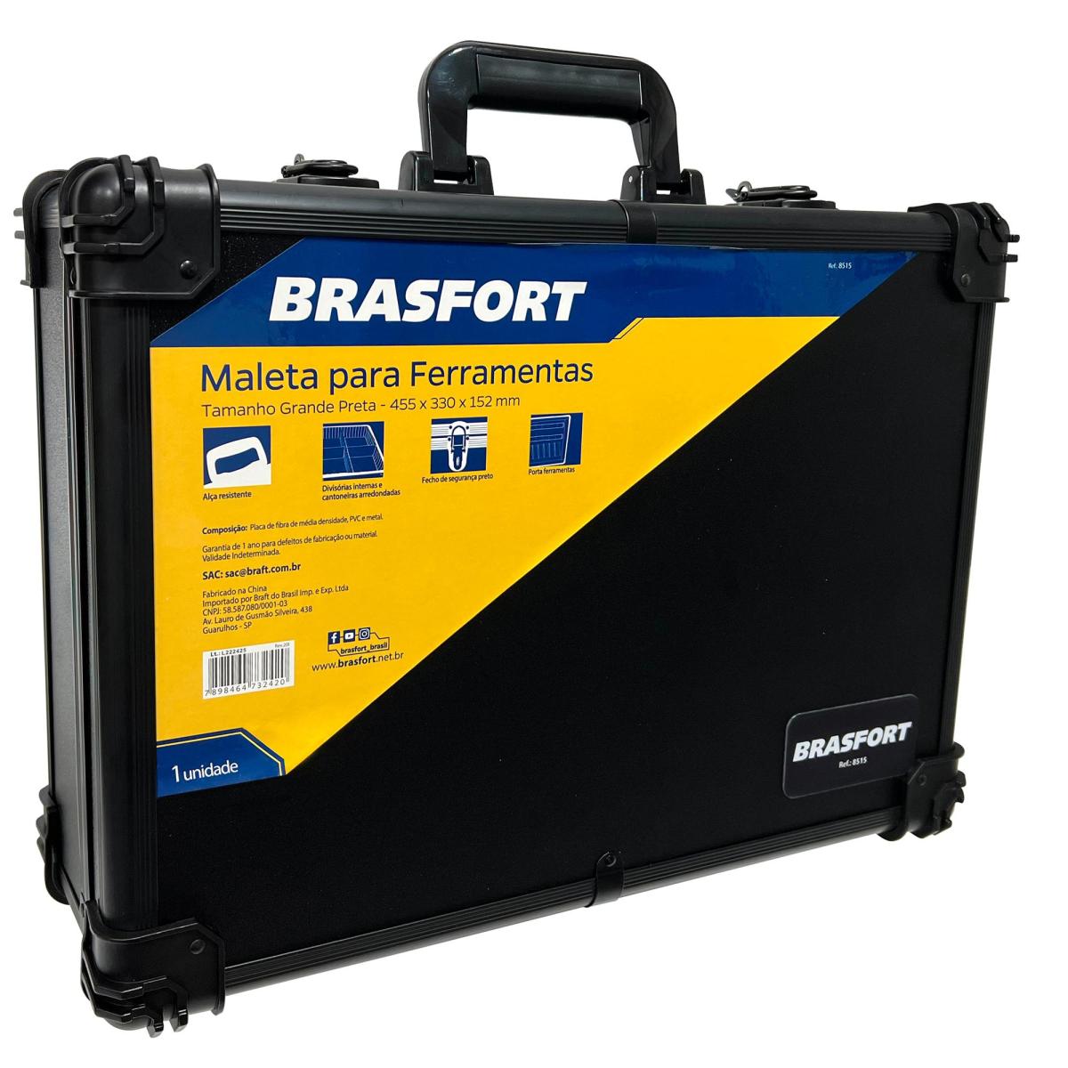 Maleta Grande Para Ferramentas Brasfort Preta - Mundomax