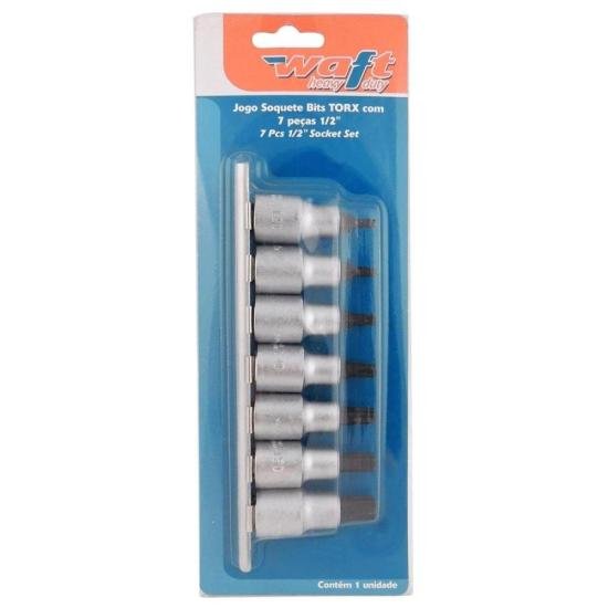 Jogo de Chave Soquete Hexalobular 1/2\" Com 7 peças Waft por 136,99 à vista no boleto/pix ou parcele em até 5x sem juros. Compre na loja Mundomax!