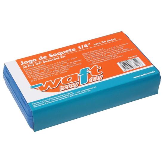 Jogo de Soquete Sextavado 1/4\" Com 36 Peças CR-V Waft por 256,99 à vista no boleto/pix ou parcele em até 10x sem juros. Compre na loja Mundomax!