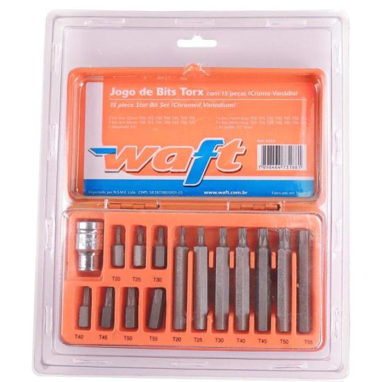 Jogo de Bits Hexalobular Com Adaptador T20AT55 Com 15 Peças Waft por 110,99 à vista no boleto/pix ou parcele em até 4x sem juros. Compre na loja Mundomax!