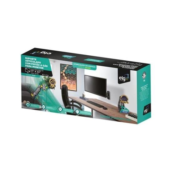 Suporte Para Monitor Multiarticulado de Parede 17-34\" ELG F410 por 359,00 à vista no boleto/pix ou parcele em até 10x sem juros. Compre na loja Mundomax!