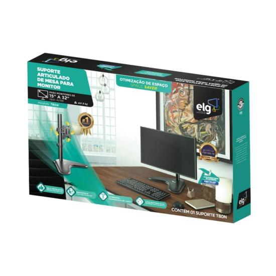 Suporte Para Monitor Articulado de Mesa 15-32\" ELG T80N por 215,00 à vista no boleto/pix ou parcele em até 8x sem juros. Compre na loja Mundomax!