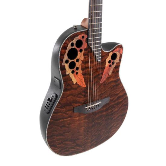 Violão Elétrico Ovation Celebrity Plus Elite CE44P-TGE Mid Cutway Tiger por 8.552,99 à vista no boleto/pix ou parcele em até 12x sem juros. Compre na loja Mundomax!