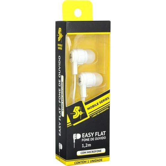 Fone de Ouvido 5+ Easy Flat Com Microfone Branco por 16,00 à vista no boleto/pix ou parcele em até 1x sem juros. Compre na loja Mundomax!