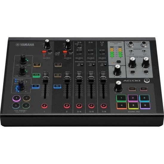 Mesa De Som Yamaha AG08 Streaming Preta por 4.399,00 à vista no boleto/pix ou parcele em até 12x sem juros. Compre na loja Mundomax!