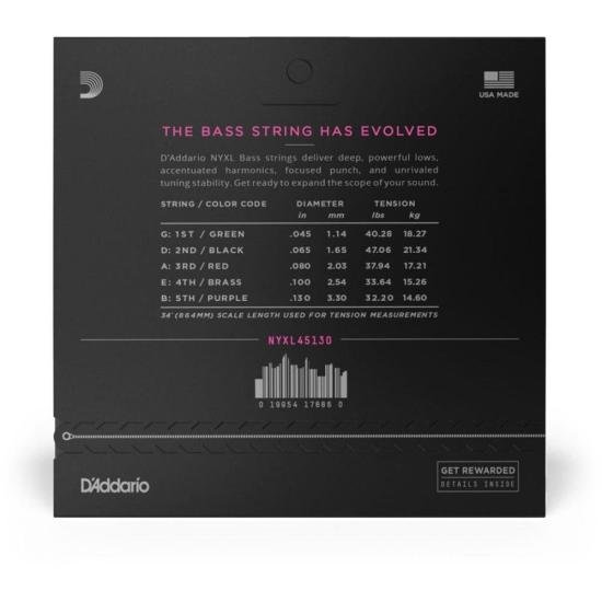 Encordoamento Baixo 5 Cordas .045-.130 NYXL NYXL45130 D\